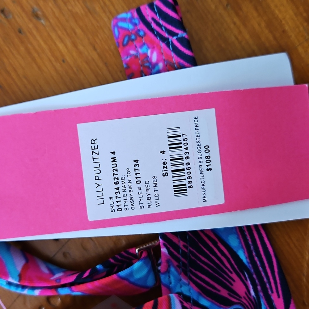 Lilly Pulitzer Gasby Ruby Red Wild Times Printed Bikini Top - Picture 3 of 6